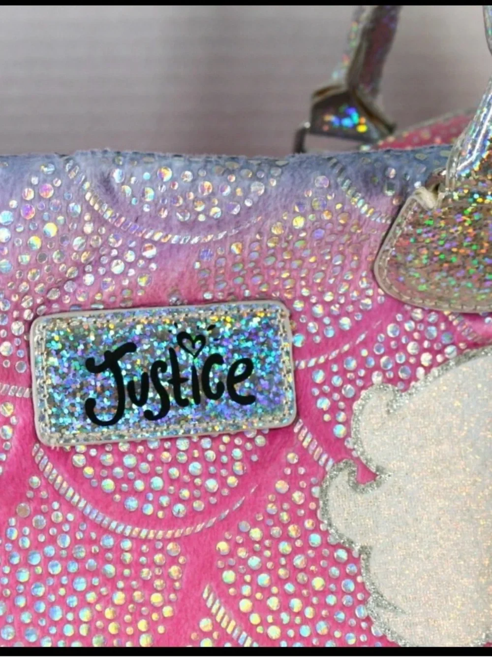 Justice Holographic Mermaid Duffle Bag - Pink, Blue